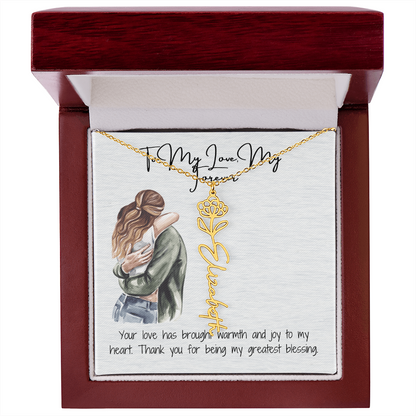 My Forever Girlfriend Flower Name Necklace