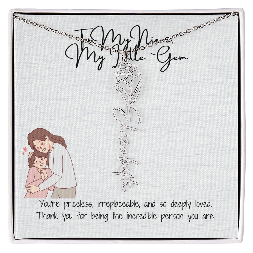 Little Gem Niece Flower Name Necklace