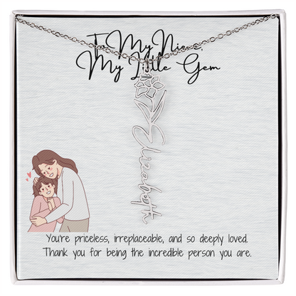 Little Gem Niece Flower Name Necklace