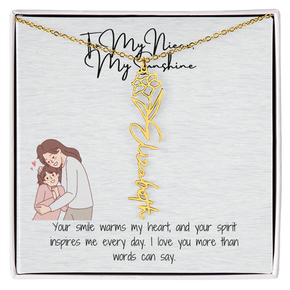 My Sunshine Niece Flower Name Necklace