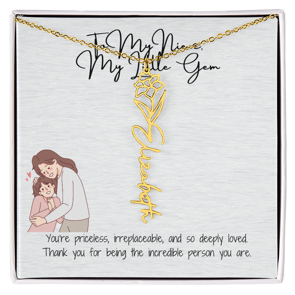 Little Gem Niece Flower Name Necklace