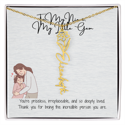 Little Gem Niece Flower Name Necklace