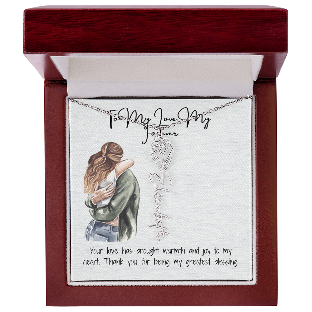 My Forever Girlfriend Flower Name Necklace