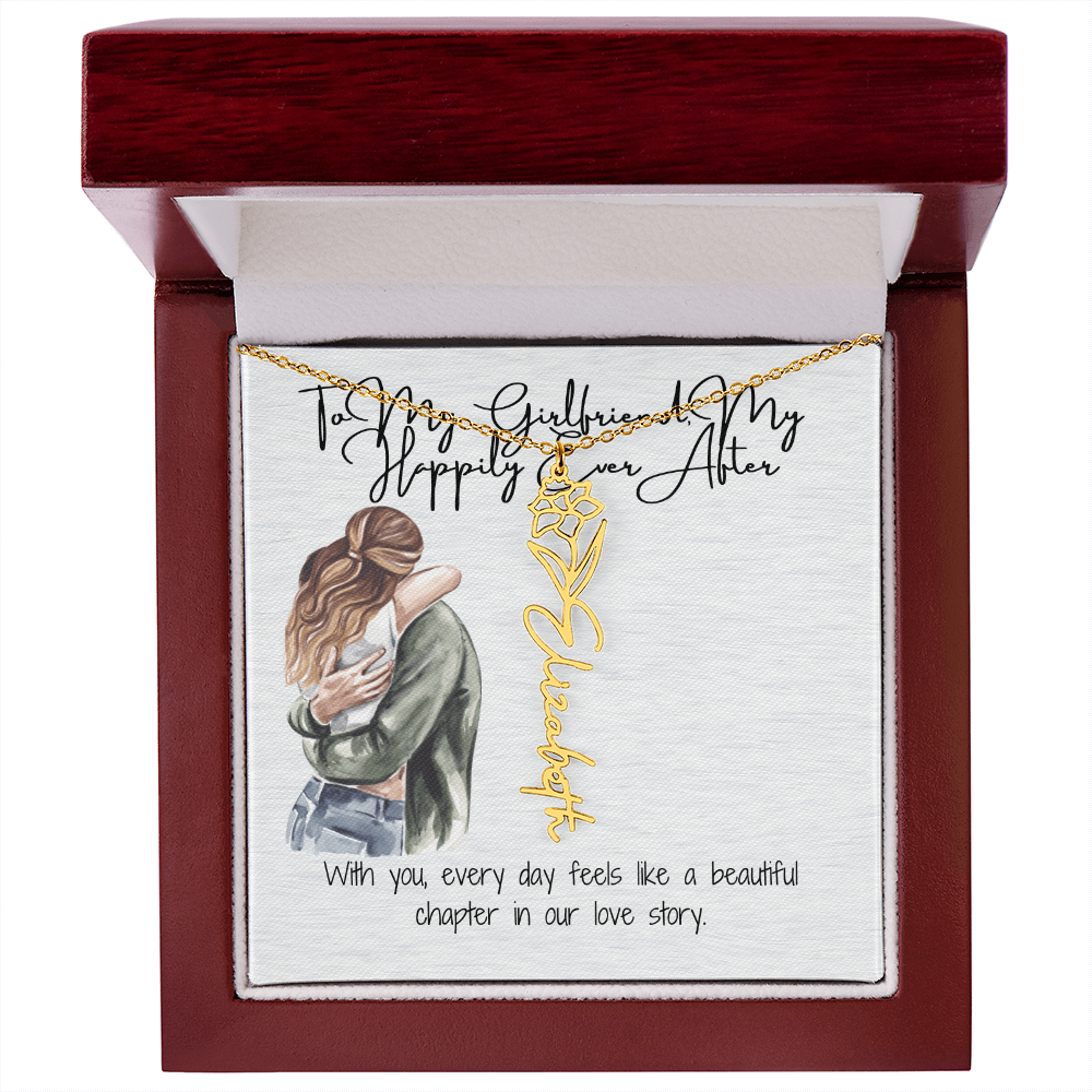 My Happily Ever After Girlfriend Flower Name Necklace