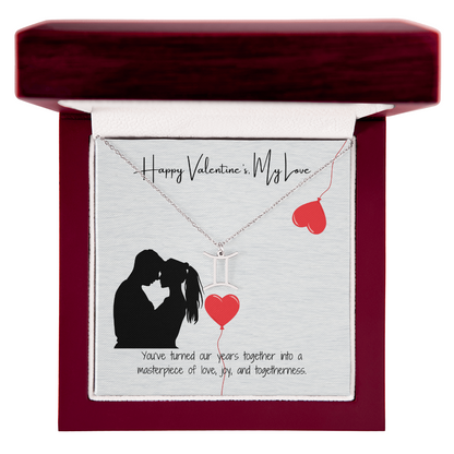 "My Love, Happy Valentine's Day" Elegant Pendant & Gift Card Set