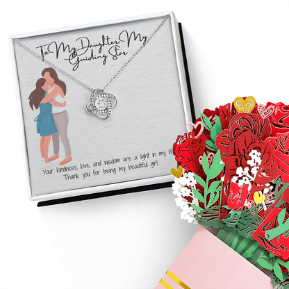 Unbreakable Bond  Love Knot Necklace & Sweetest Devotion Flower Bouquet