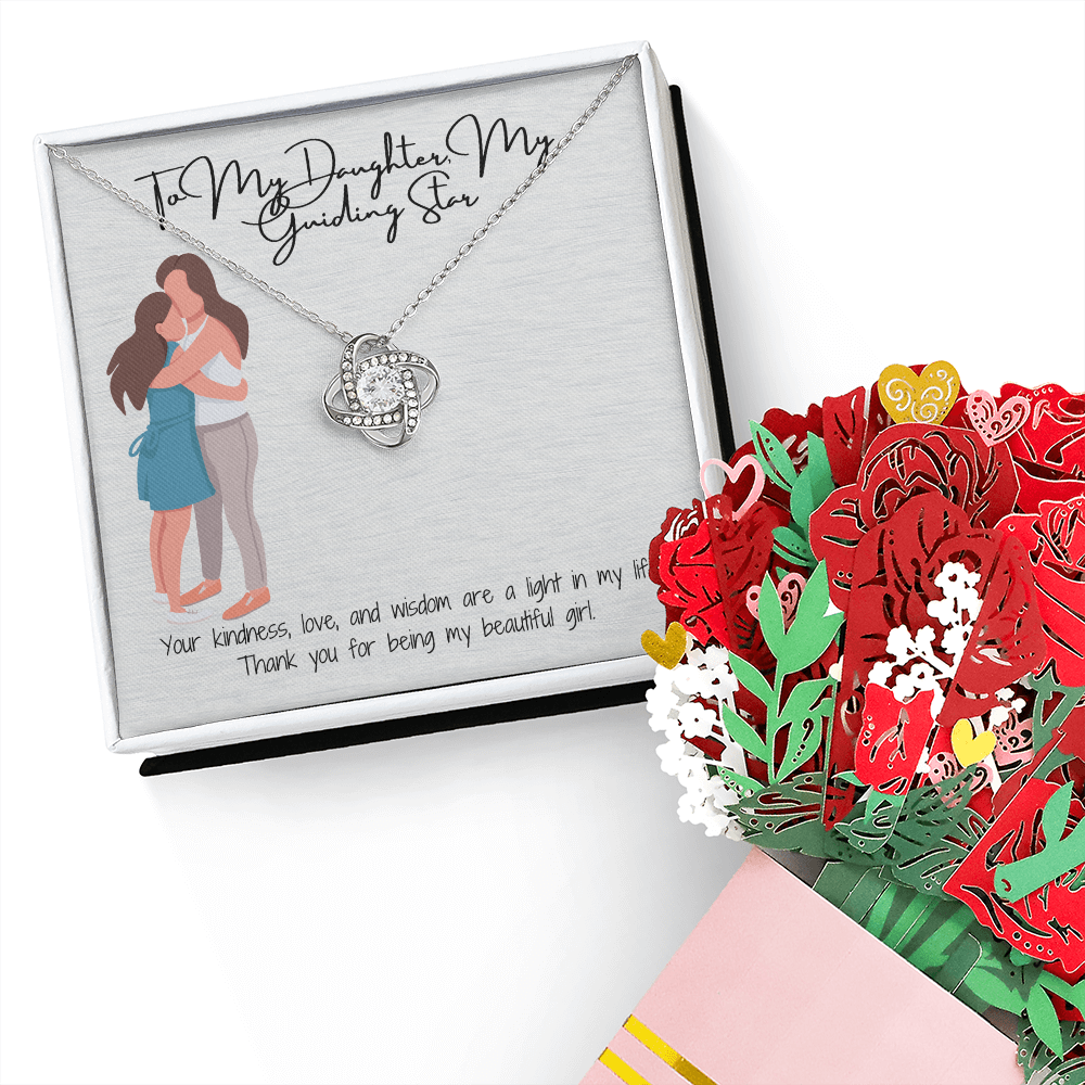 Unbreakable Connection  Love Knot Necklace & Sweetest Devotion Flower Bouquet