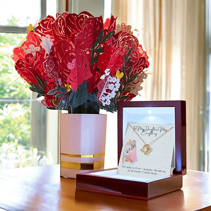 A Bond That Lasts Forever  Love Knot Necklace & Sweetest Devotion Flower Bouquet