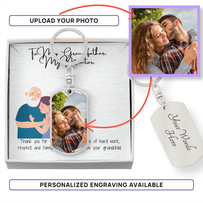 Graphic Dog Tag Keychain "A Token of Strength and Love"