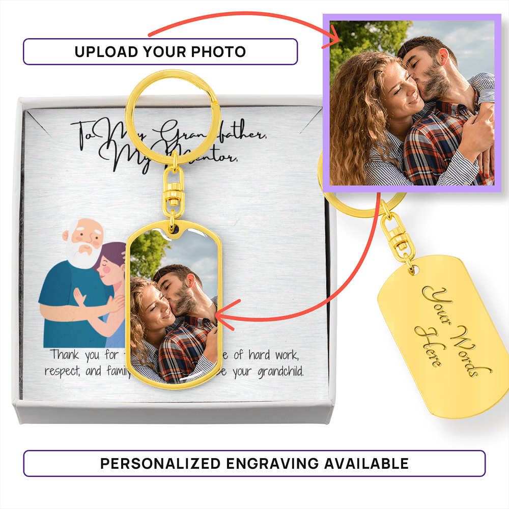 Graphic Dog Tag Keychain "A Token of Strength and Love"