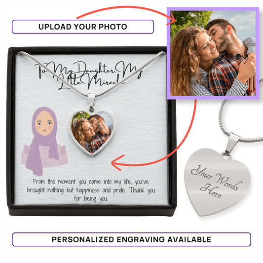 A Heart That Holds Memories  Personalized Heart Necklace for My Hijabi Daughter