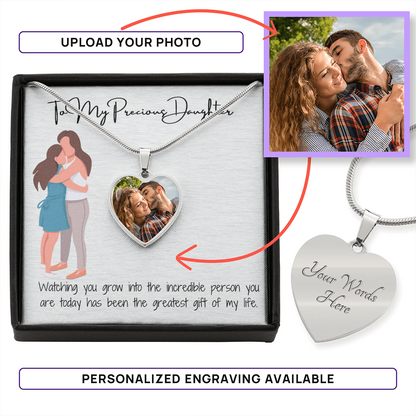 Heart Necklace with Custom Photo Upload