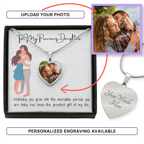 Heart Necklace with Custom Photo Upload