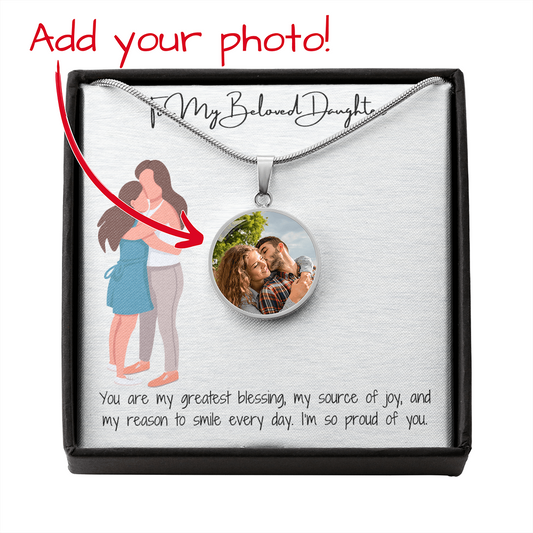 Personalized White Circle Necklace with Your Special Photo
