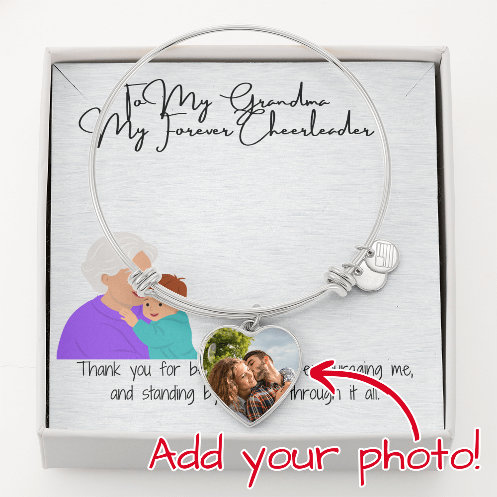 Forever Cheerleader Grandma Pic Heart Bangle